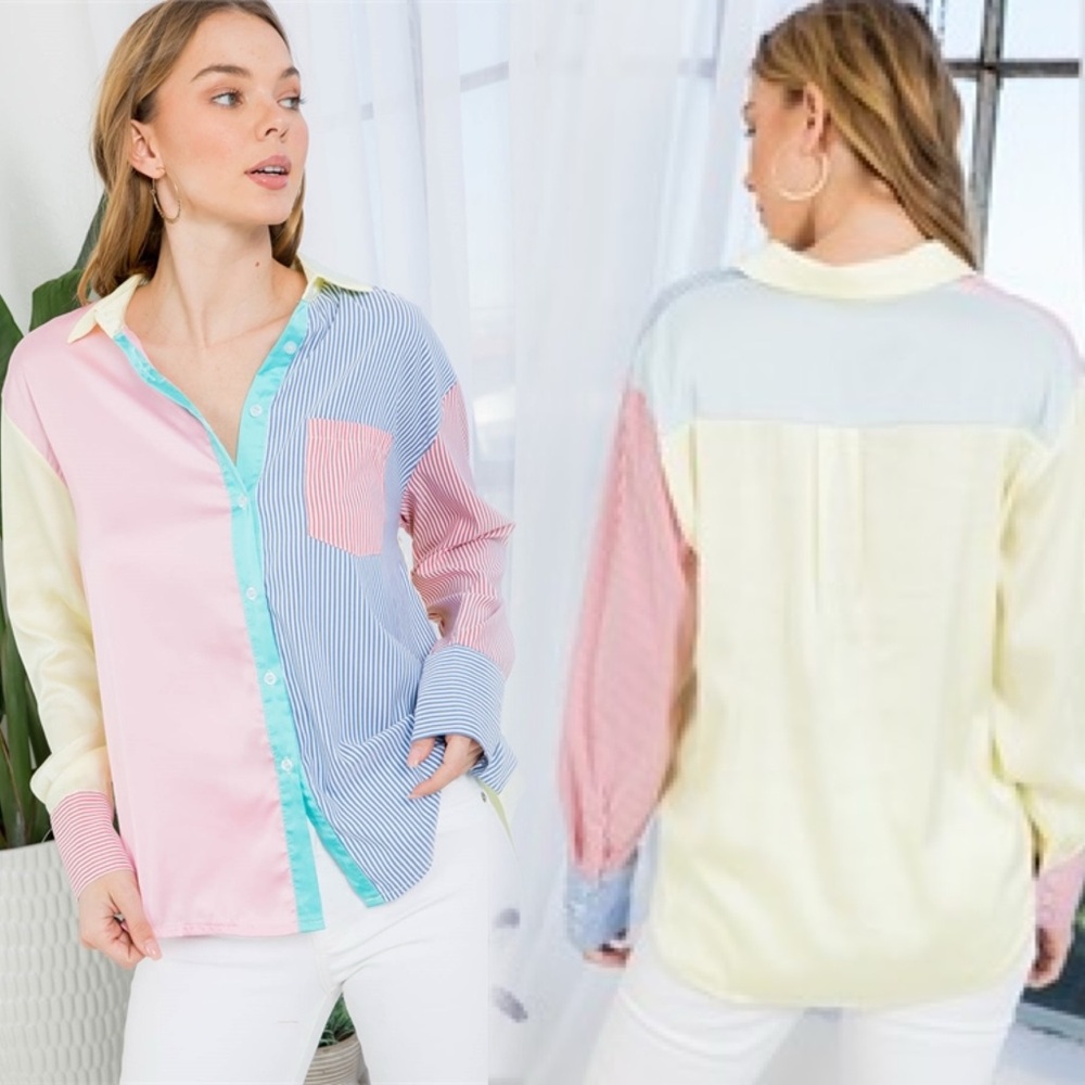 Colorblock Button-Up Shirt - Picture 5 of 12